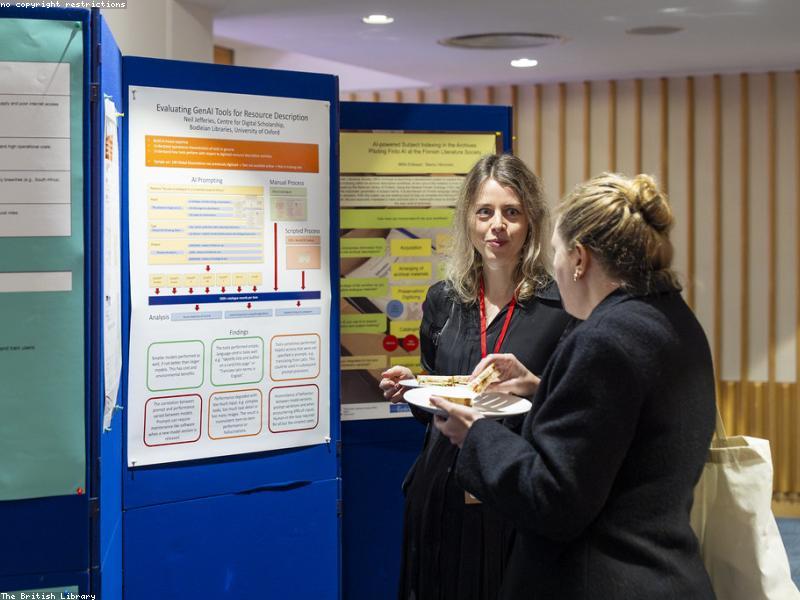 A person presenting data charts and graphs on a screen